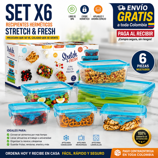 FreshLock™ – Set de 6 Recipientes Herméticos Recipiente de Plástico para Alimentos