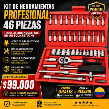 KIT DE HERRAMIENTAS PROFISSIONAL 46 PIEZAS